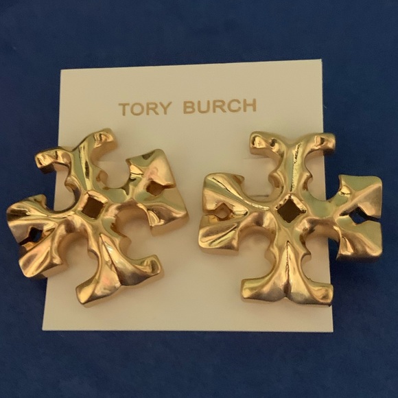 Tory Burch Exaggerated  Double T Golden ROXANNE Statement Earrings - Picture 2 of 11